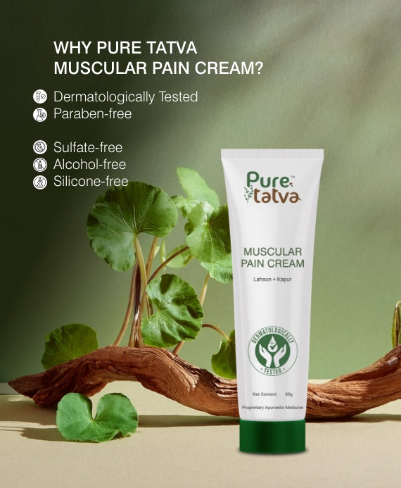 Pure Tatva Muscular Pain Cream 50g - Natural pain relief for muscles and joints